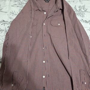 Michael Kors Red and White Checkered Button Down Shirt